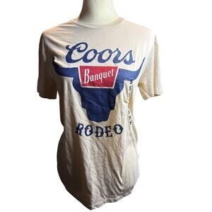 Coors Banquet Rodeo Tee, Western Beer, Cream, Unisex Size Small, NWT